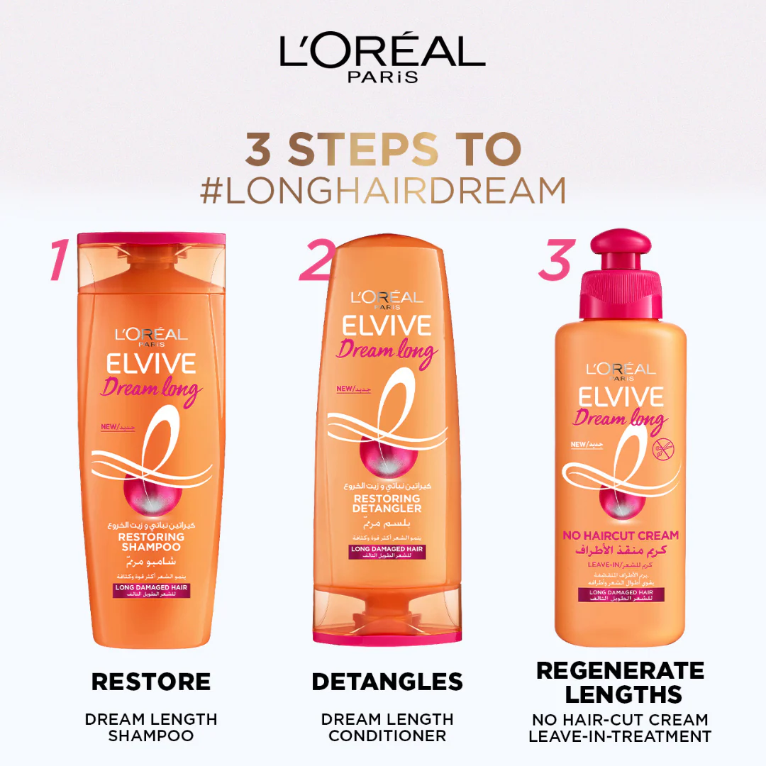 L'Oréal Paris Elvive Dream Long Restoring Shampoo For Long Damaged Hair With Keratin And Castor Oil - Image 8
